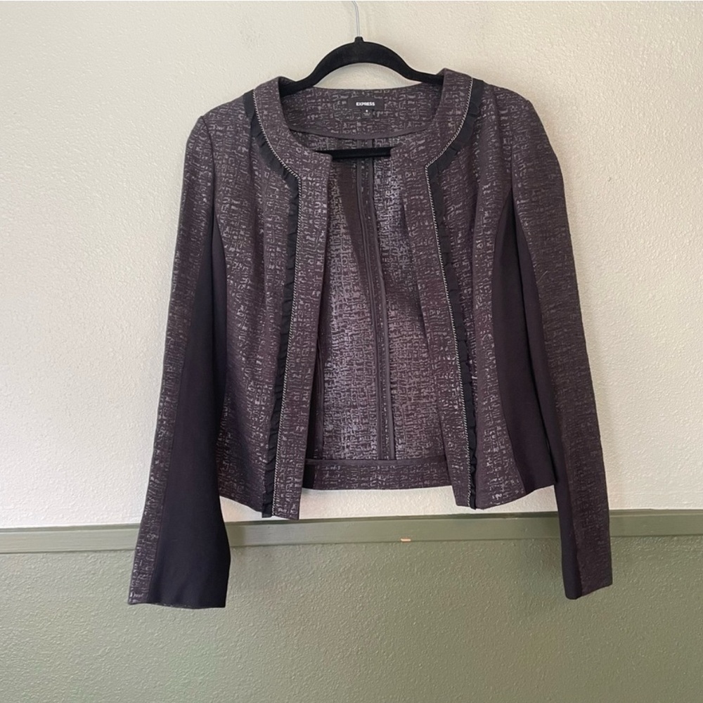 Express Black Metallic Moto Blazer Sz 8